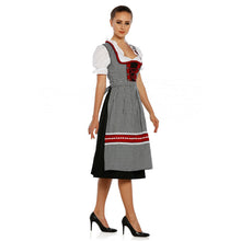 Load image into Gallery viewer, 3tlg. Dirndl black checkered with blouse and apron

