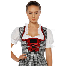 Load image into Gallery viewer, 3tlg. Dirndl black checkered with blouse and apron
