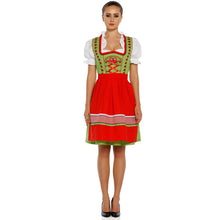 Load image into Gallery viewer, Contrast-rich balcony Dirndl 3 pieces green and red
