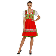 Load image into Gallery viewer, Contrast-rich balcony Dirndl 3 pieces green and red
