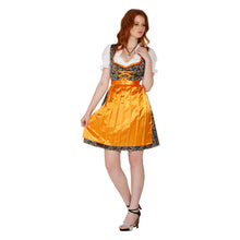 Load image into Gallery viewer, Black, 3 pieces Midi dirndl with orange apron
