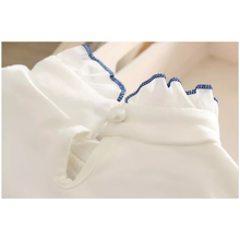 Load image into Gallery viewer, BABY GIRLS IVORY COTTON/JERSEY " BEBE " RUFFLE COLLAR TOP
