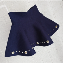 Load image into Gallery viewer, " KAREN " NAVY BLUE PEARL EMBELLISHED KNITTED FLARE SKIRT
