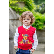 Load image into Gallery viewer, BOYS RED "SCOTTY BEAR" COTTON KNITTED SLIPOVER
