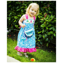 Load image into Gallery viewer, " OCEAN BREEZE" HAND SMOCKED HAND EMBROIDERED PINAFORE DRESS. CLEARANCE!
