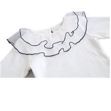 Load image into Gallery viewer, BABY GIRLS IVORY COTTON/JERSEY " BEBE " RUFFLE COLLAR TOP
