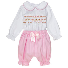 Load image into Gallery viewer, " MAGDA " HAND-SMOCKED HAND-EMBROIDERD 2 PIECE OUTFIT
